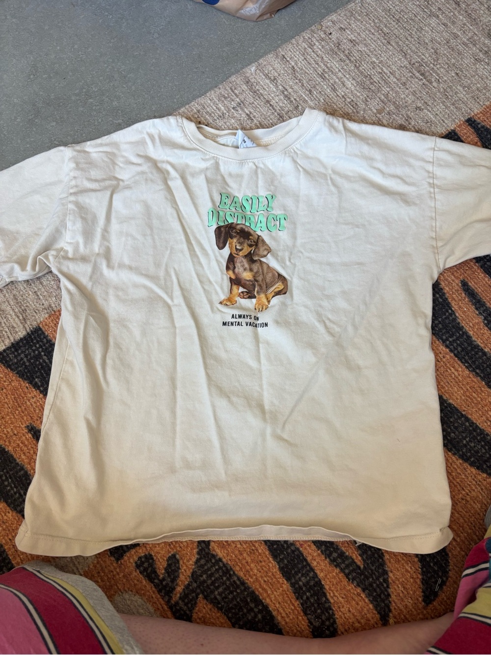 Zara Kids Cream Dachshund Graphic Dog T-Shirt